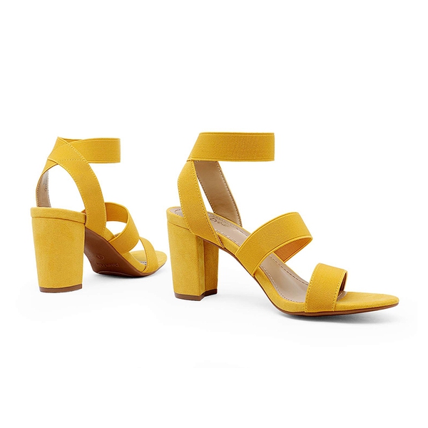 Elastic Chunky Strap Sandals - MUSTARD YELLOW - 3